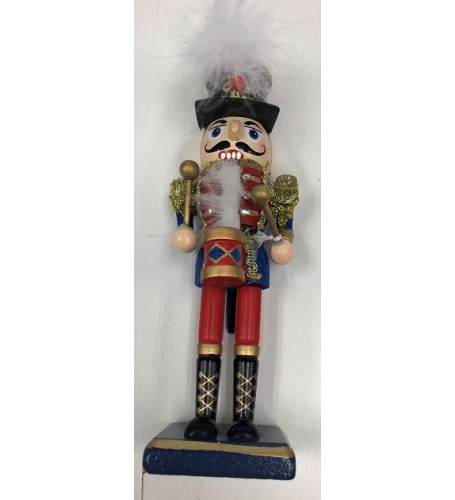 20CM NUTCRACKER BLUE GLITTER HOLDING A DRUM  